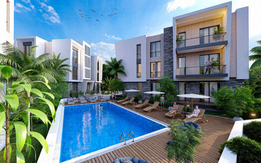 1BDR \ Mountain Hill 2: Moderne appartementen in Alsancak, Noord-Cyprus met uitzicht op zee